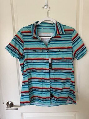Ariat Teal Multicolor Striped Button-Down Shirt